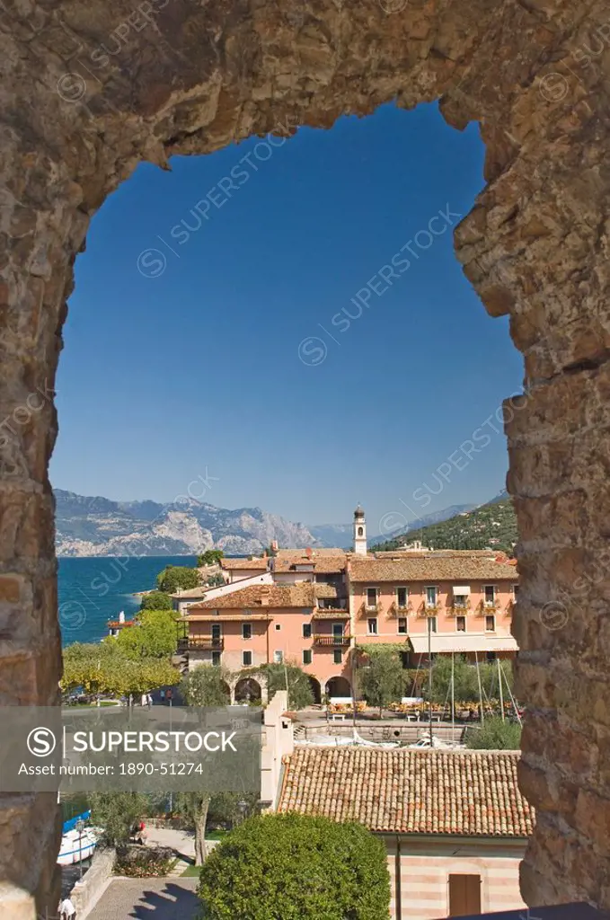 A view from the castle over Torre del Benaco, Lake Garda, Veneto, Italy, Europe