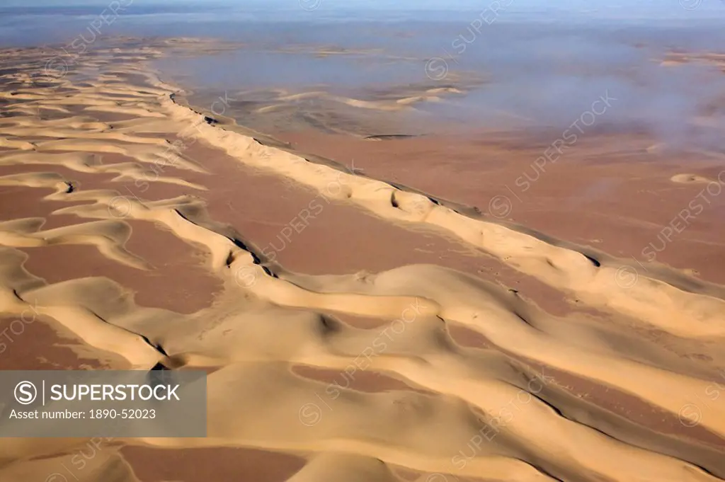 Aerial photo of sand dunes, Skeleton Coast Park, Namibia, Africa