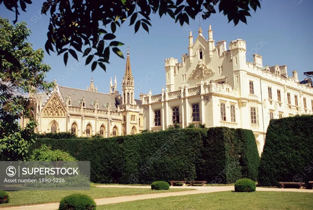 Neo_Gothic chateau dating from 1856, Lednice, UNESCO World Heritage Site, south Moravia, Czech Republic, Europe