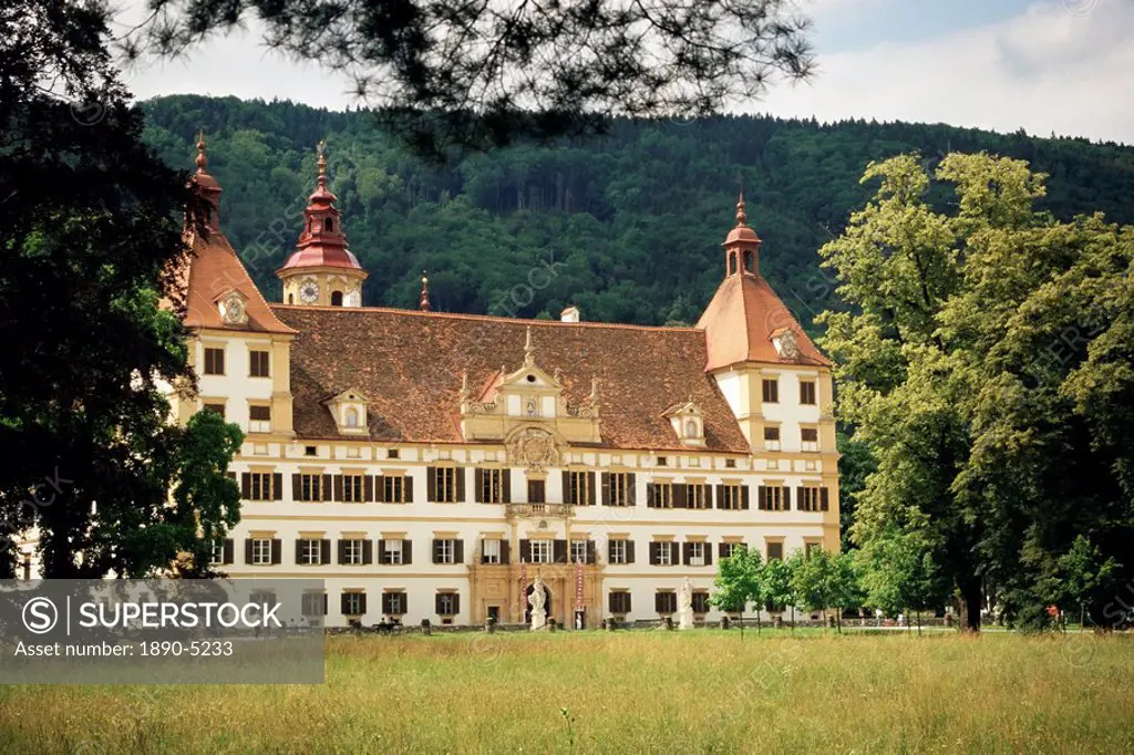 The Baroque Schloss Eggenberg, Italian Pietro de Pomis designed this allegory of universal order, with 24 state rooms, Graz, Styria, Austria, Europe