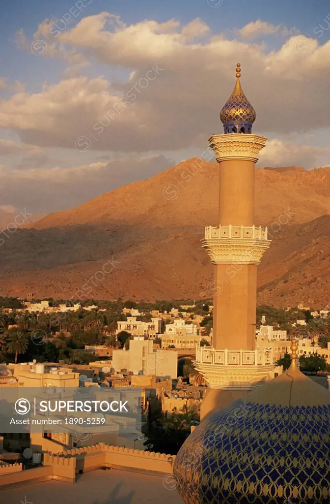 View from Nizwa Fort to western Hajar Mountains, Nizwa, Oman, Middle East
