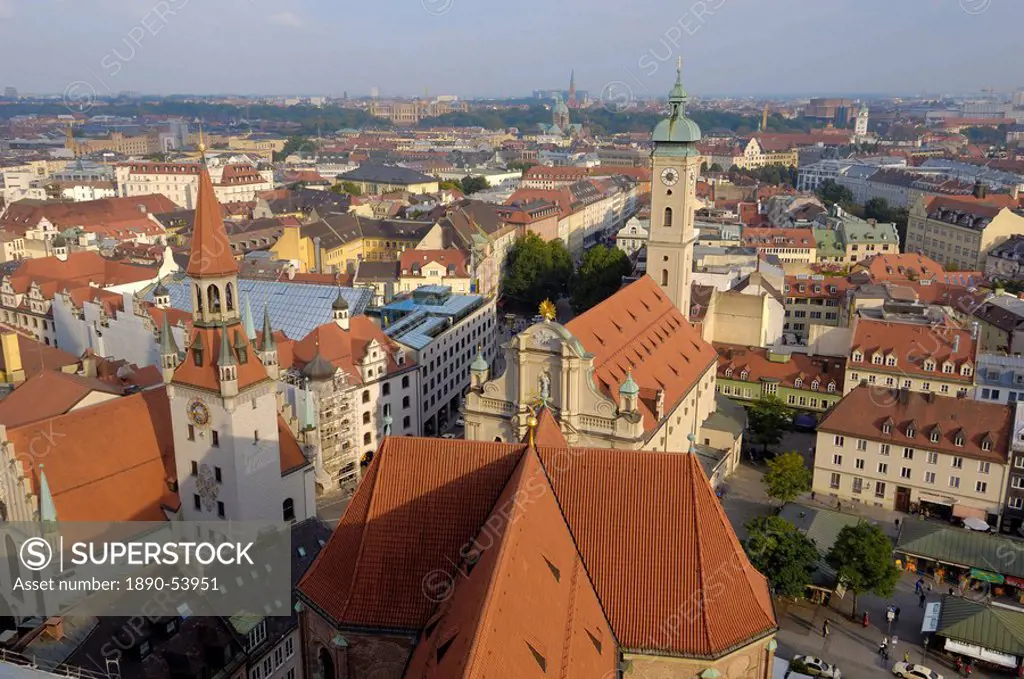 View of the city from the tower of Peterskirche St. Peter´s church, Munich Munchen, Bavaria Bayern, Germany, Europe