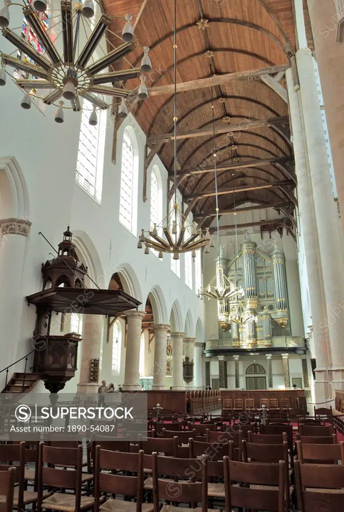 Interior, Oude Kirk Old Church, Delft, Holland The Netherlands, Europe