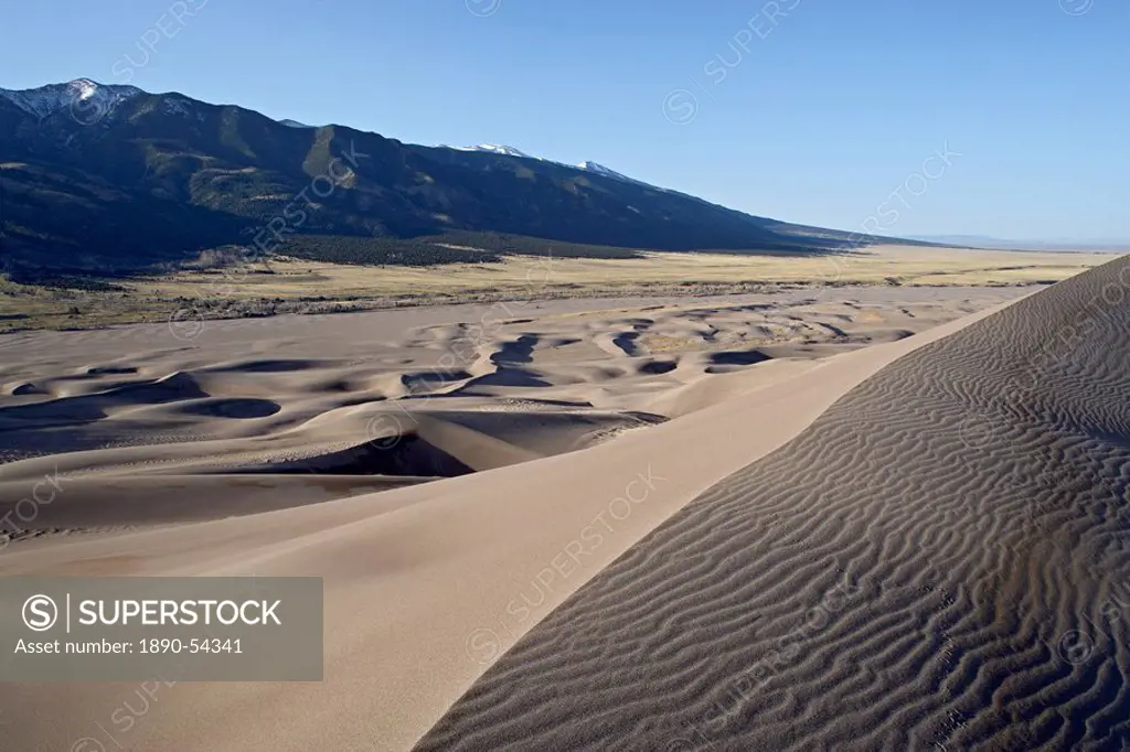 Sand dunes at dawn, Great Sand Dunes Narional Park and Preserve, Colorado, United States of America, North America