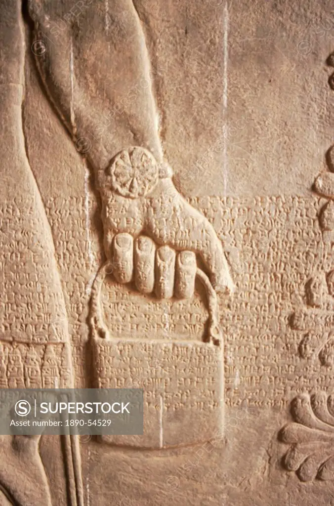 Close up of carved relief, Nimrud, Iraq, Middle East