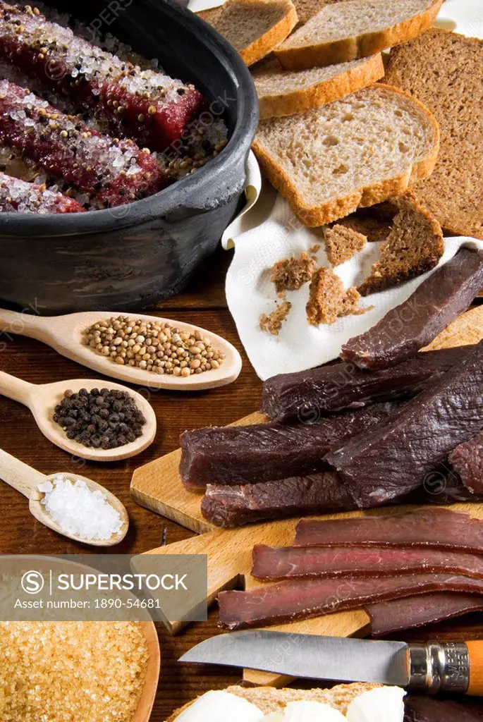 Biltong, dried and salted meat from South Africa, Africa