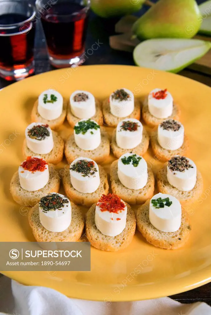 Italian starters with cheese and pot herbs, Italy, Europe