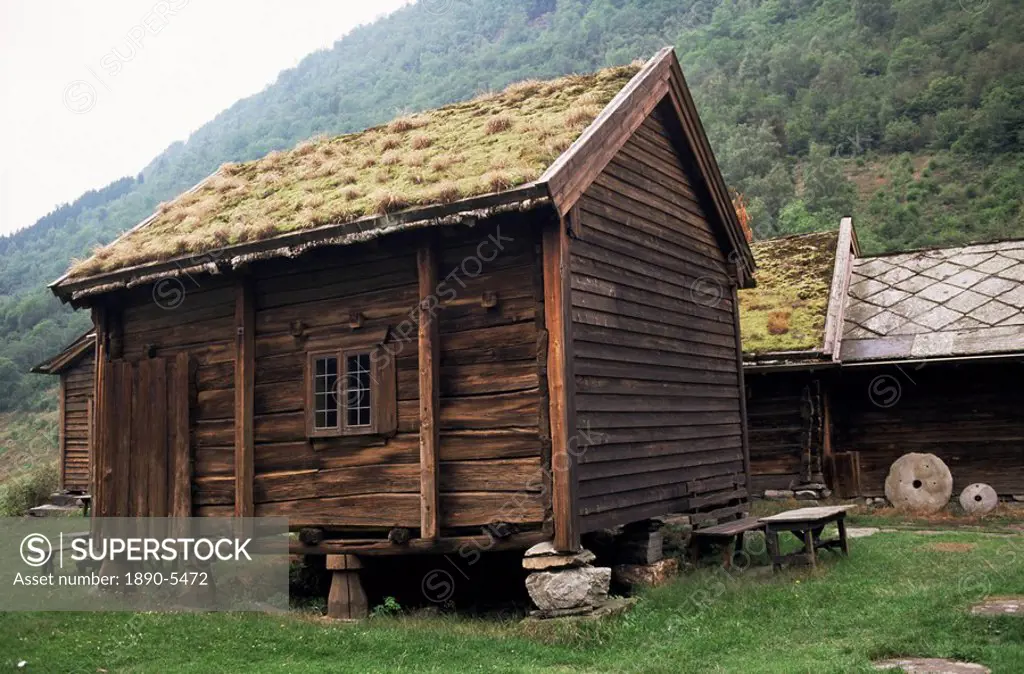 Traditional farm dwellings, Molstertonet Farm Museum, Voss, Norway, Scandinavia, Europe