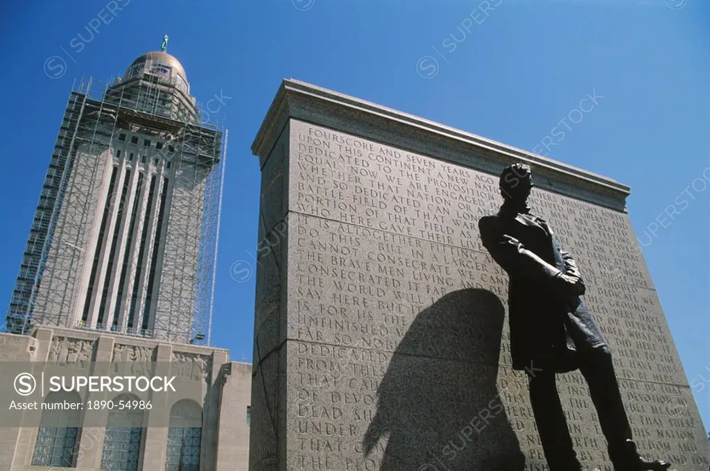 Lincoln statue at Nebraska State Capitol, Lincoln, Nebraska, United States of America, North America