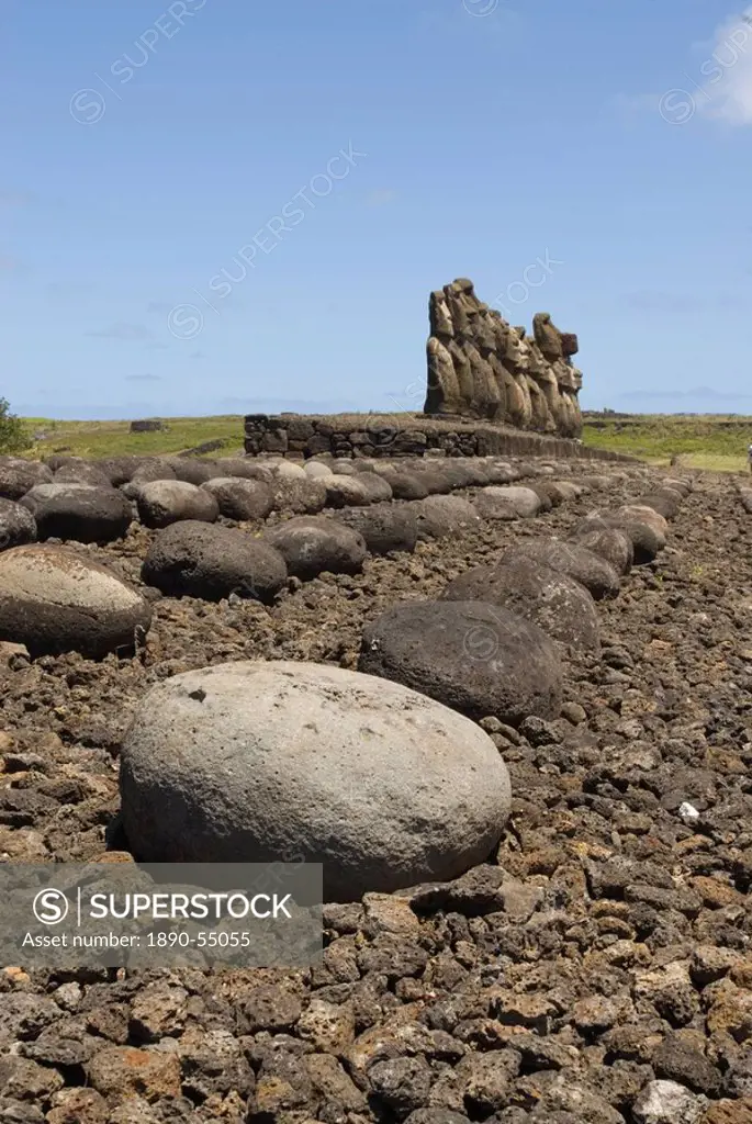 Ahu Tongariki, UNESCO World Heritage Site, Easter Island Rapa Nui, Chile, South America