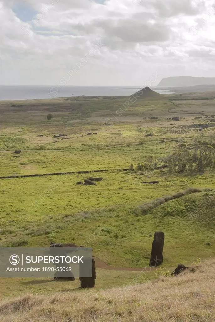 Moai quarry, Rano Raraku Volcano, Easter Island Rapa Nui, Chile, South America