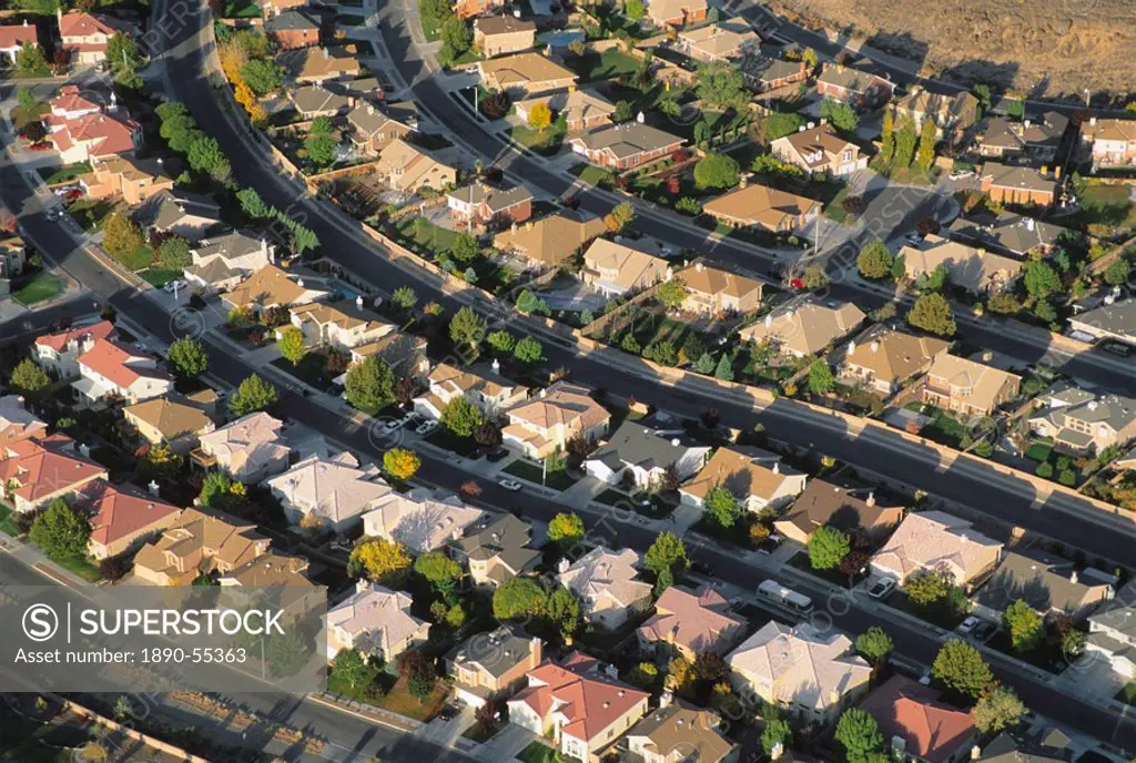 Aerial of suburbs, Albuquerque, New Mexico, United States of America, North America