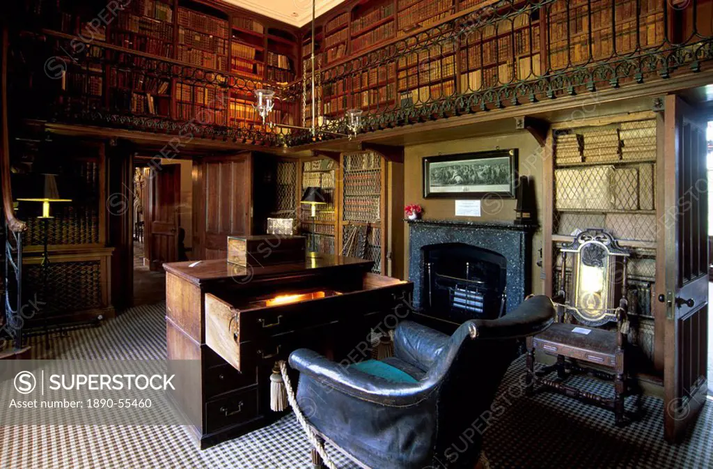 The study and desk where Sir Walter Scott wrote his novels, in the house built to his plan and where the writer lived from 1812 until his death 20 yea...