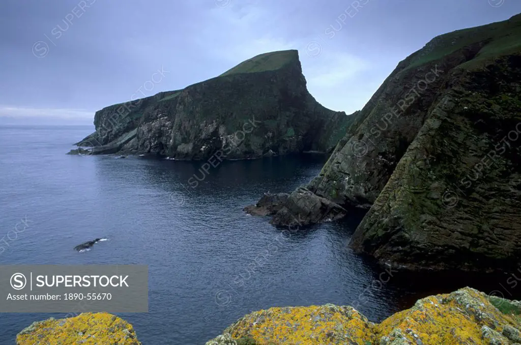 Sheep Rock where sheep were grazed in the past, Fair Isle, Shetland Islands, Scotland, United Kingdom, Europe