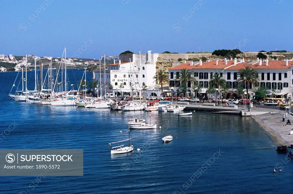 Port and yacht harbour, Mahon, Menorca, Balearic Islands, Spain, Mediterranean, Europe