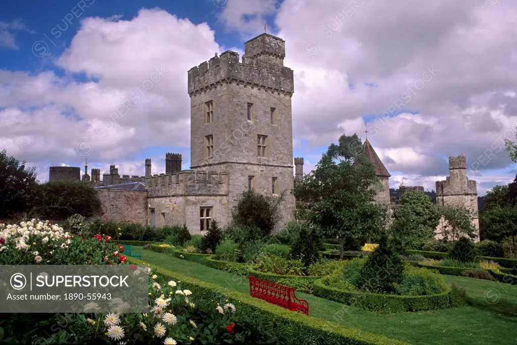 Lismore Castle dating from the 12th century, renovated in the 19th century, and gardens, Lismore Lios Mor, County Waterford, Munster, Republic of Irel...