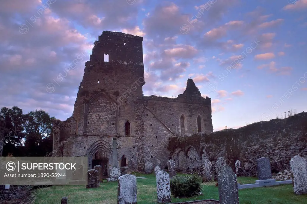 Athassel Priory, founded in 1192, burned in 1447, once the largest monastery in Ireland, near Cashel, County Tipperary, Munster, Republic of Ireland, ...