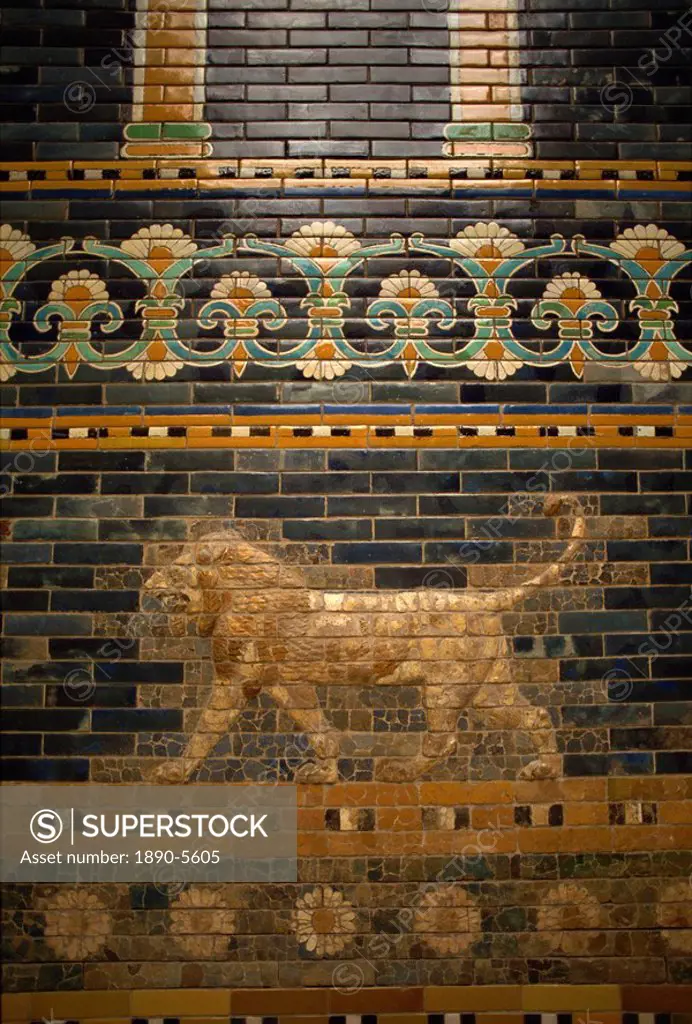 Glazed tiles of Nebuchadnezzar´s Babylon, Pergamon Museum, Berlin, Germany, Europe