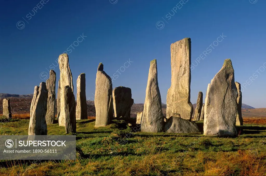 Callanish Callanais Standing Stones, erected by Neolithic people between 3000 and 1500 BC, Isle of Lewis, Outer Hebrides, Scotland, United Kingdom, Eu...