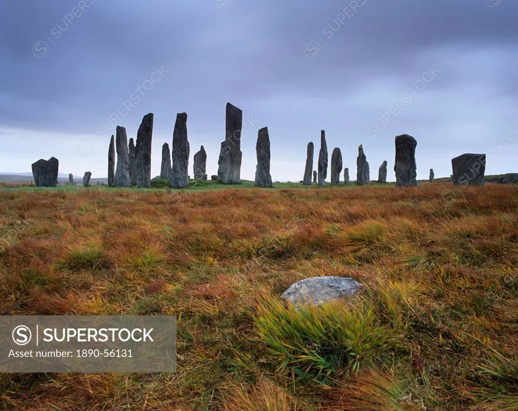 Callanish Callanais Standing Stones, erected by Neolithic people between 3000 and 1500 BC, Isle of Lewis, Outer Hebrides, Scotland, United Kingdom, Eu...