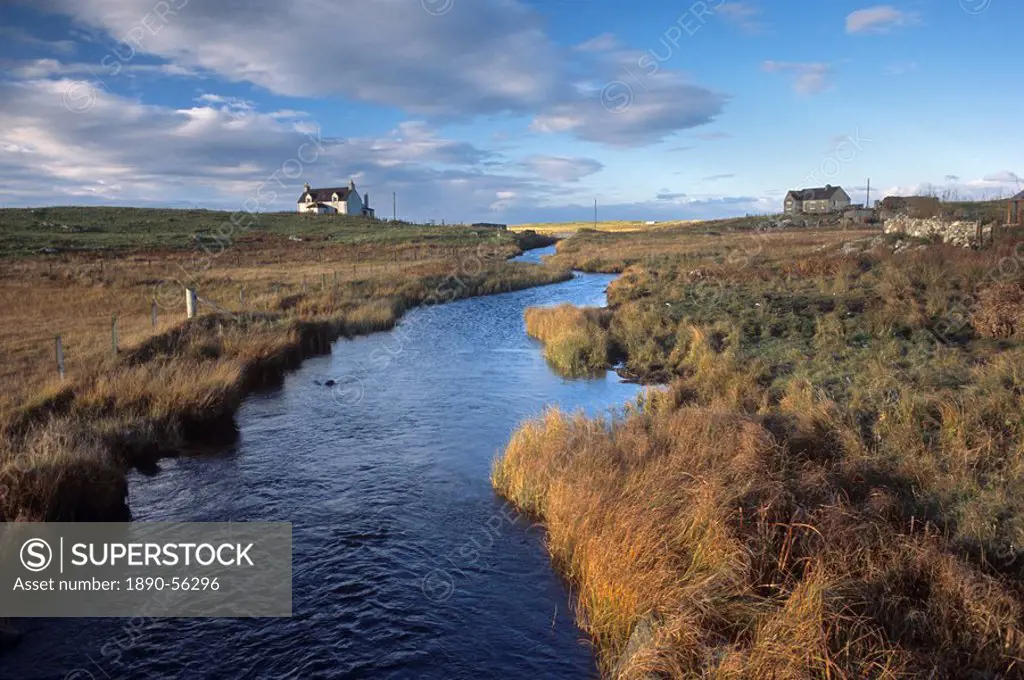 Traditional crofting land, at Howmore, Tobha Mor, South Uist, Outer Hebrides, Scotland, United Kingdom, Europe