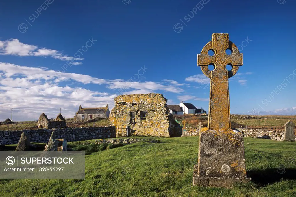 Medieval burial ground and chapels, at Howmore Tobha Mor, South Uist, Outer Hebrides, Scotland, United Kingdom, Europe
