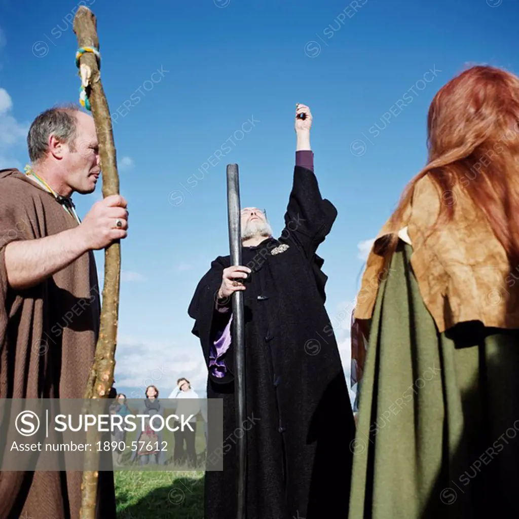 Druid ceremony on the Hill of Tara, County Meath, Leinster, Republic of Ireland Eire, Europe