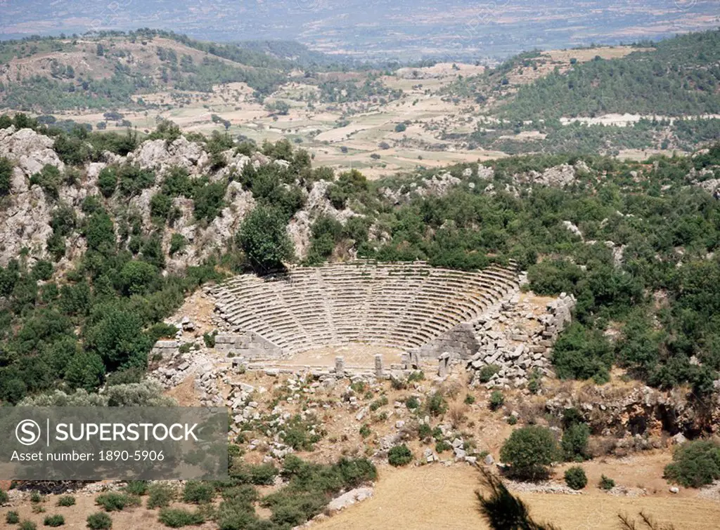 Greek style theatre at Lycian city of Pinara, near Kemer, Mugla province, Anatolia, Turkey, Asia Minor, Eurasia