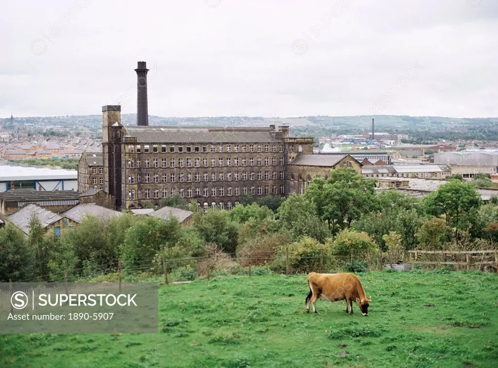 Old wool mills, west of the city, looking south from Manningham area, Bradford, West Yorkshire, England, United Kingdom, Europe