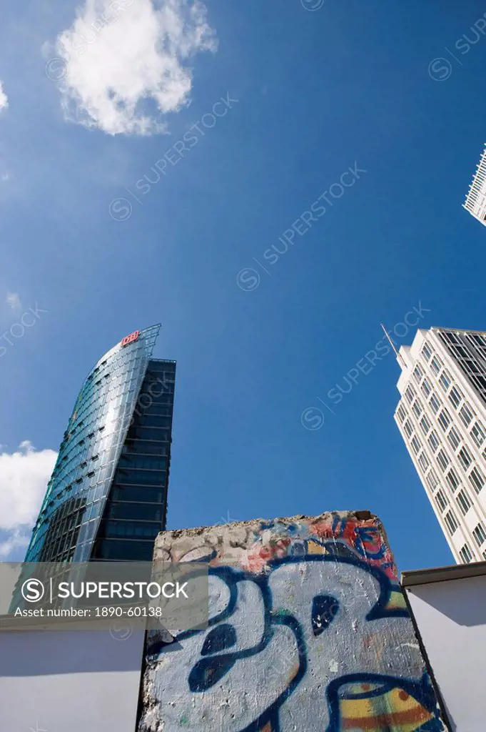 Section of the Berlin Wall, Potsdamer Platz, Sony Centre, Berlin, Germany, Europe