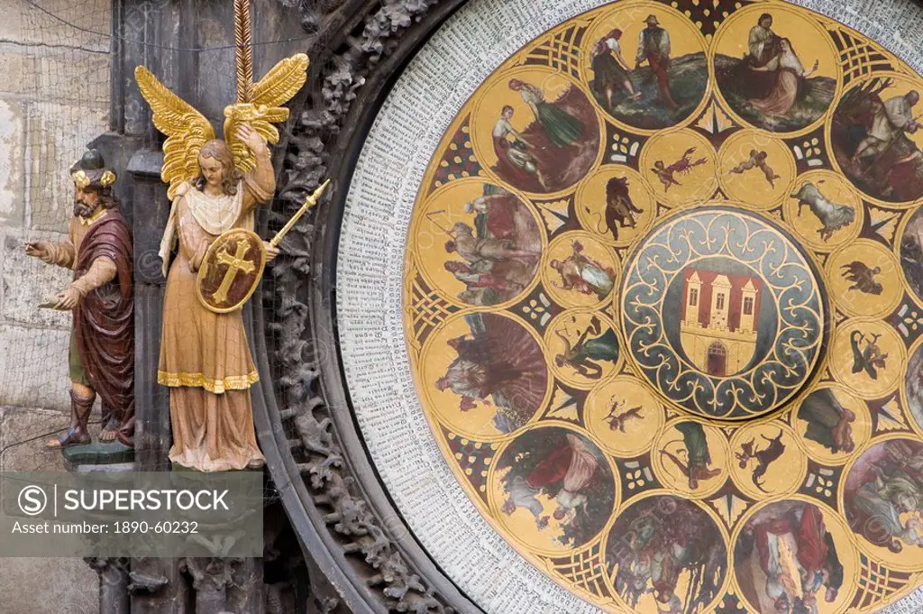 Town Hall Clock Astronomical clock, Old Town Square, Old Town, Prague, Czech Republic, Europe
