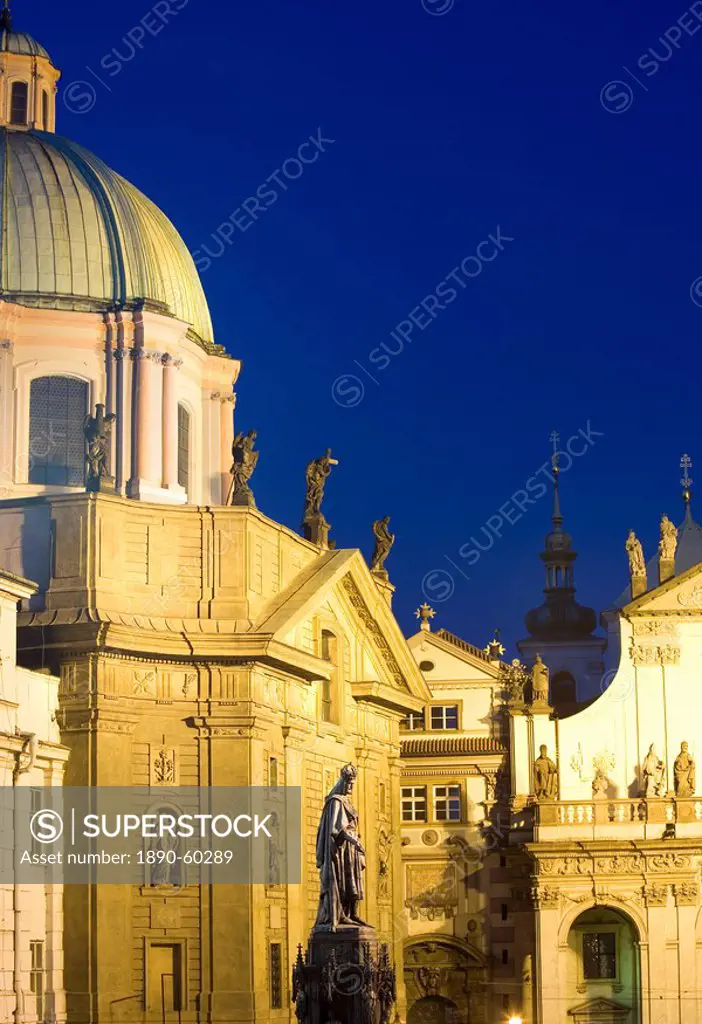 Evening, dome of the church of St. Francis, church of the Holy Saviour, Old Town, Prague, Czech Republic, Europe