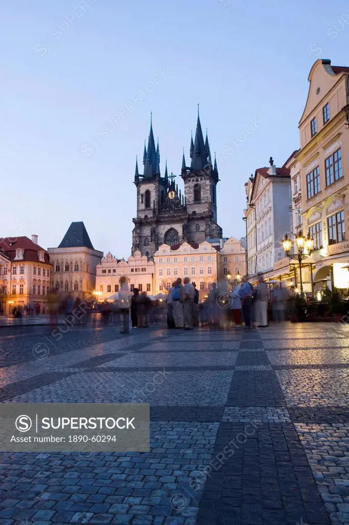 Evening, Old Town Square, Church of Our Lady before Tyn, Old Town, Prague, Czech Republic, Europe