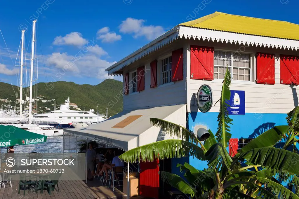 Coloufully painted house on Simpson Lagoon on the Dutch side of the Island, St. Martin St. Maarten, Leeward Islands, West Indies, Caribbean, Central A...