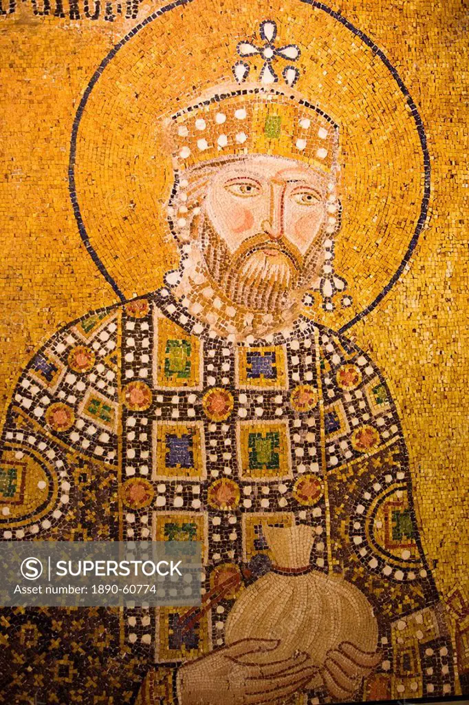 Mosaic of John the Baptist inside Aya Sofya Sancta Sophia, UNESCO World Heritage Site, Istanbul, Turkey, Europe