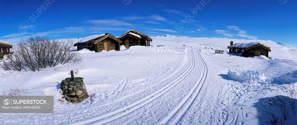 Brekkeseter, hotel and cabins, Hovringen, Rondane National Park, Oppland, Norway, Scandinavia, Europe