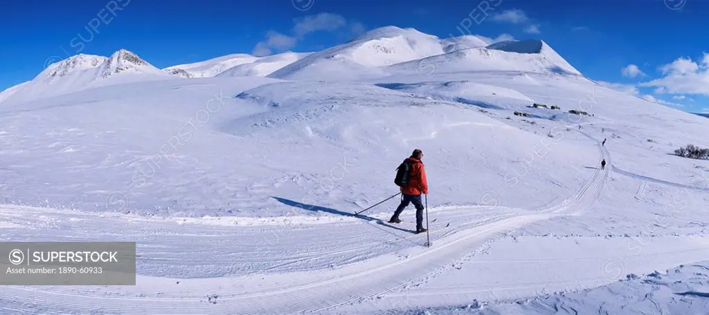 Track from Smuksjoseter towards Peer Gynt_hytta and Mount Smiubelgen, Rondane National Park, Oppland, Norway, Scandinavia, Europe