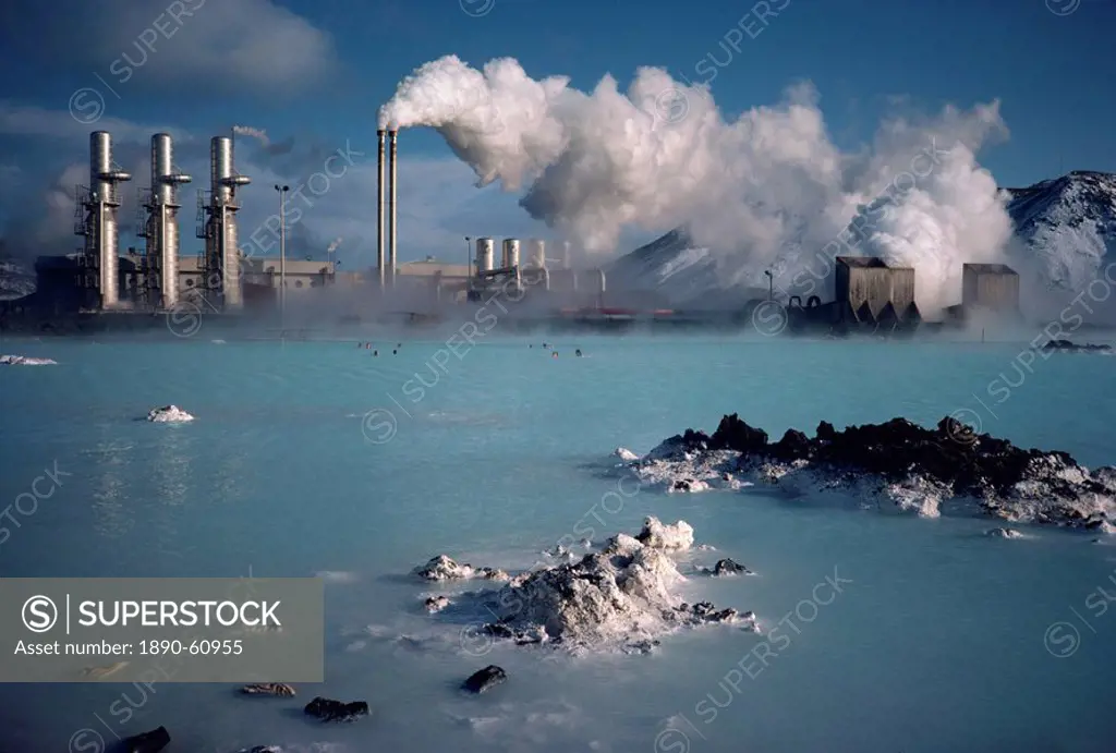 Geothermal power plant and Blue Lagoon at Svartsengi, Iceland, Polar Regions