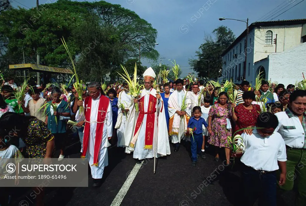 Palm Sunday procession in the centre of San Salvador, El Salvador, Central America