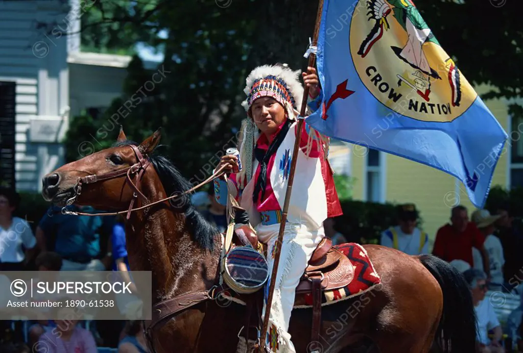 Crow Nation Indian at Bristol´s famous 4th of July parade, Bristol, Rhode Island, United States of America, North America