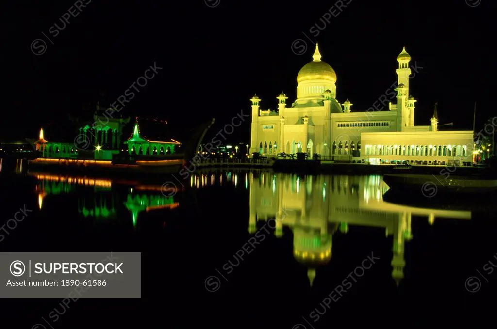 The Omar Ali Saifuddin Mosque built in 1958, Bandar Seri Begawan, Brunei Darussalam, Borneo, Southeast Asia, Asia