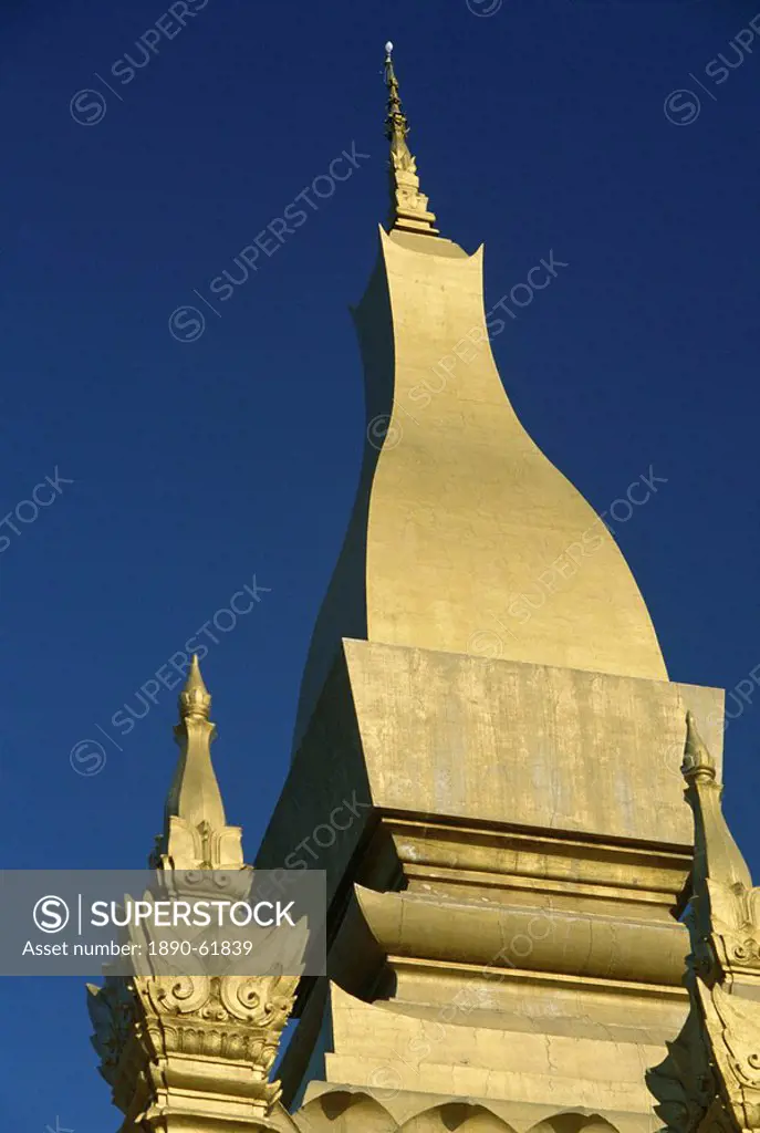 Detail of spire, Phat That Luang, Vientiane, Laos, Indochina, Southeast Asia, Asia