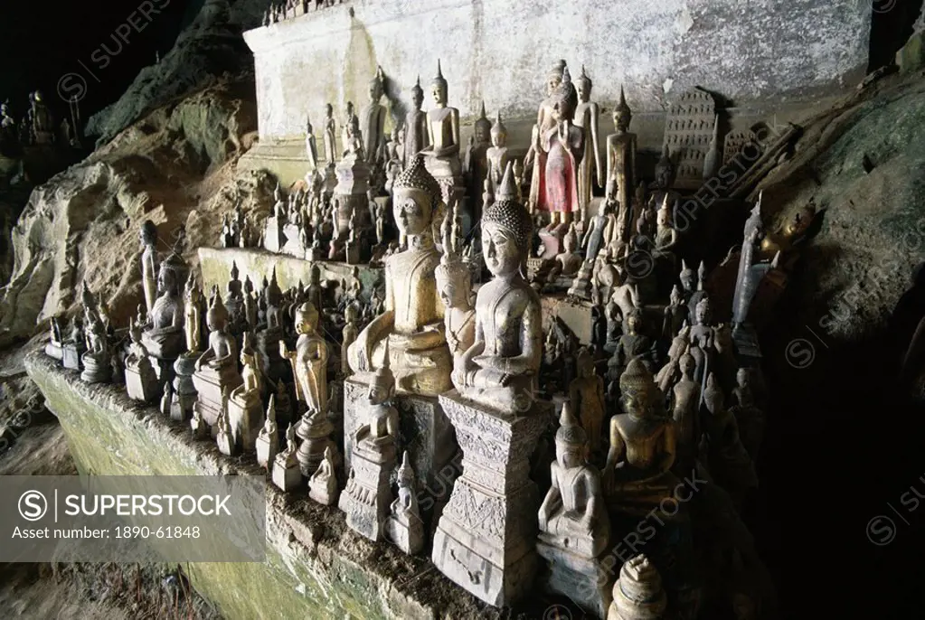 Statues of the Buddha, Pak Ou Caves, Laos, Indochina, Southeast Asia, Asia