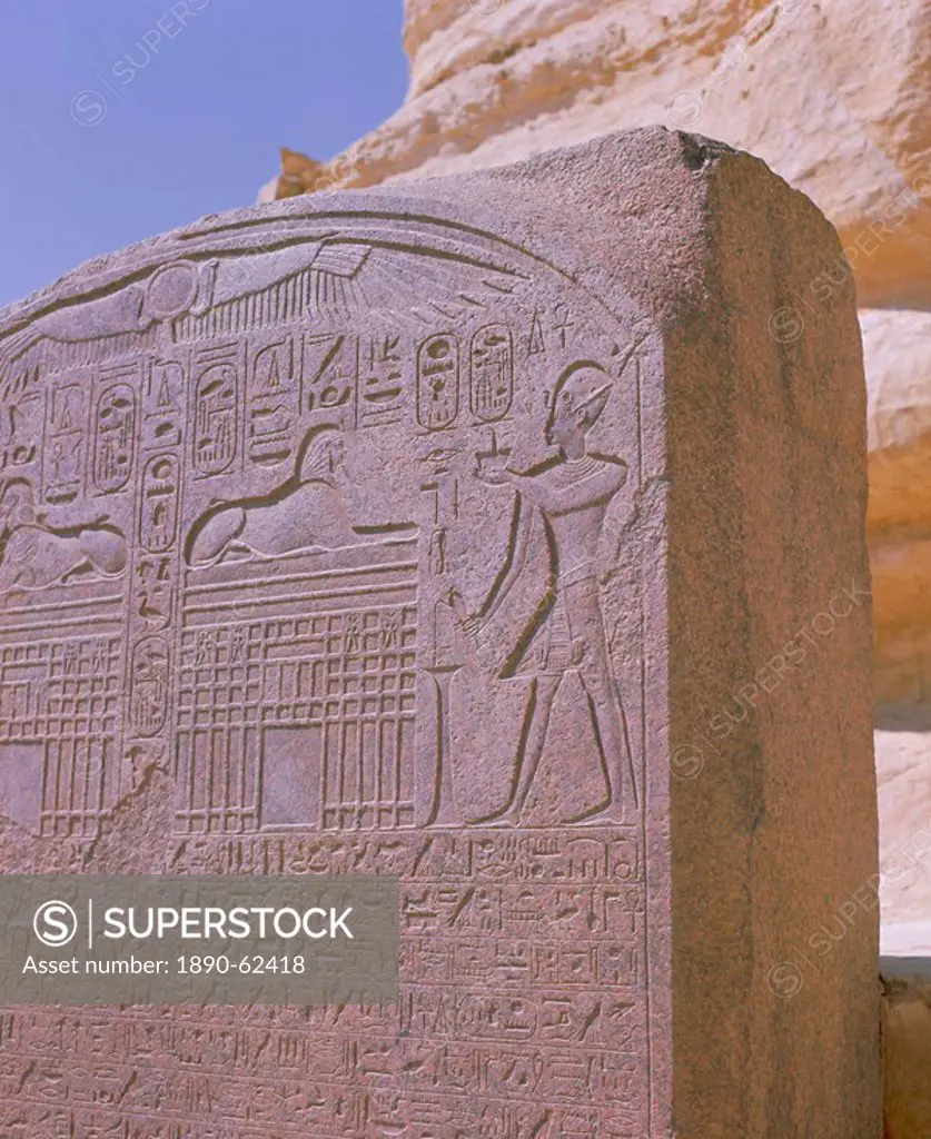 Stela in front of the Sphinx, Giza, UNESCO World Heritage Site, near Cairo, Egypt, North Africa, Africa