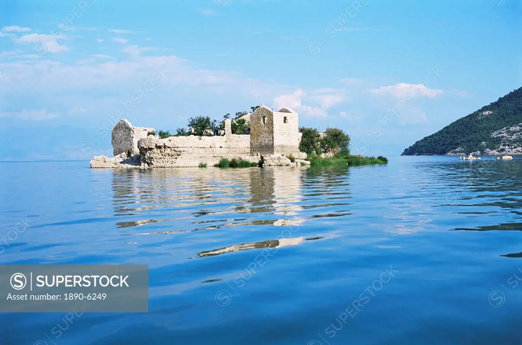 Old prison island of Grmozur, Lake Skadar, Montenegro, Europe