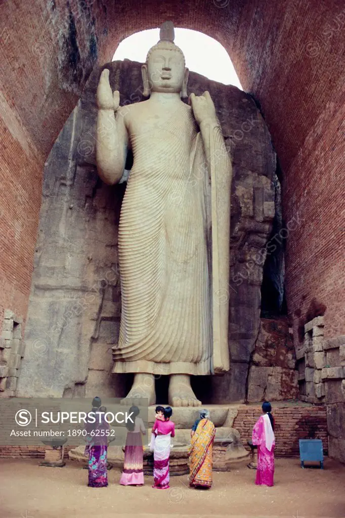 Standing Buddha statue, Aukana, near Sigiriya, Sri Lanka, Asia