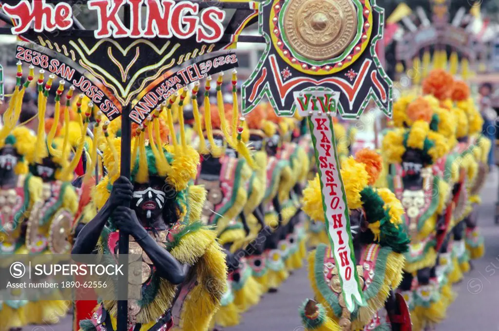 Procession, Ati Atihan carnival, Kalibo, island of Panay, Philippines, Southeast Asia, Asia