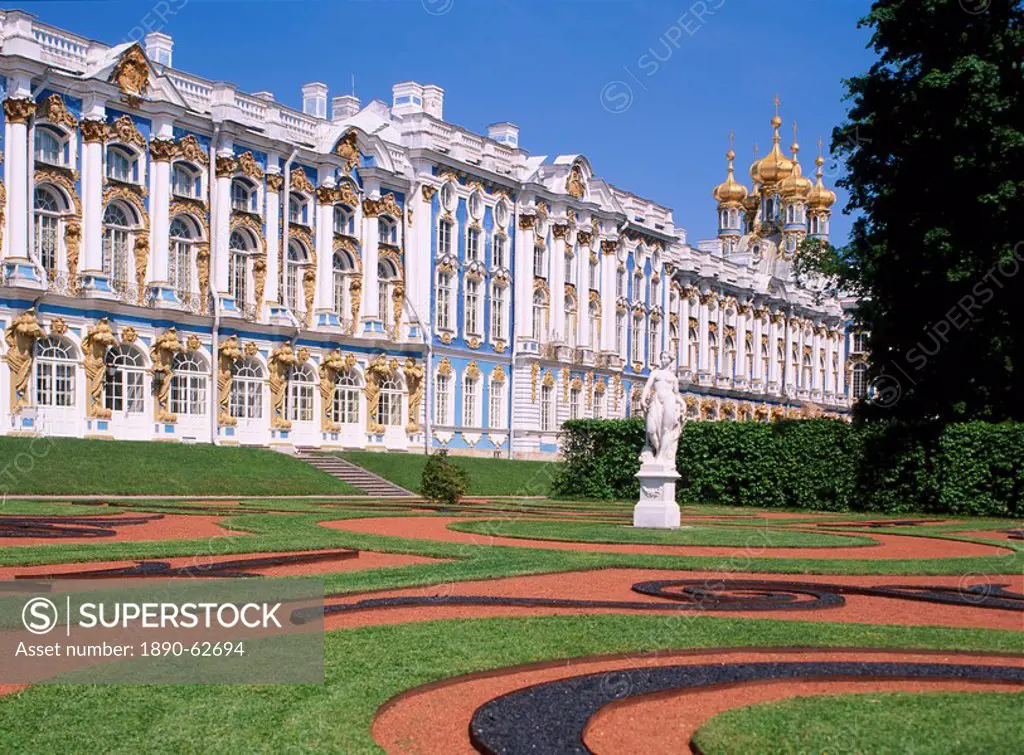 Gardens in front of the Catherine Palace at Pushkin in Russia