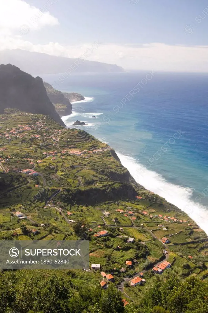 A view of the coast at Sao Jorge on the north coast of the island of Madeira, Portugal, Atlantic, Europe