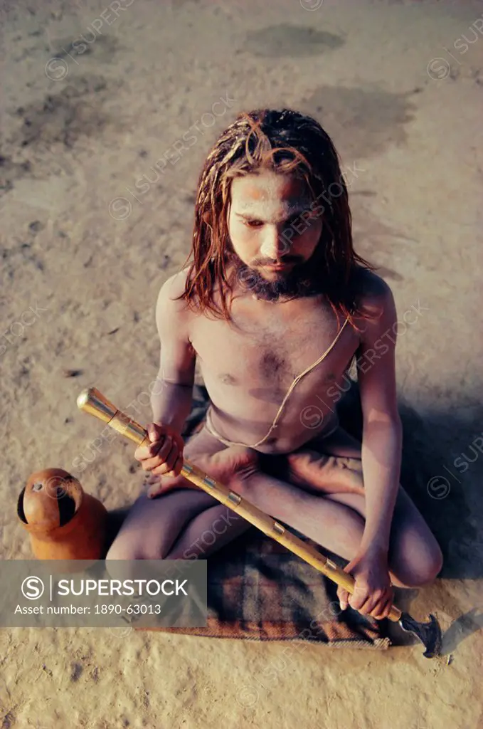 A sadhu, a Hindu holy man daubed in ash, northern India, Asia